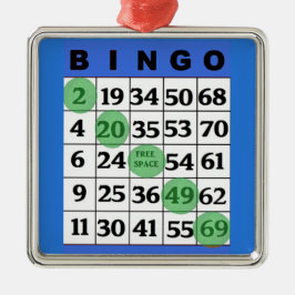 Blue BINGO Kaart | Kerstmis van BINGO Lover Metalen Ornament