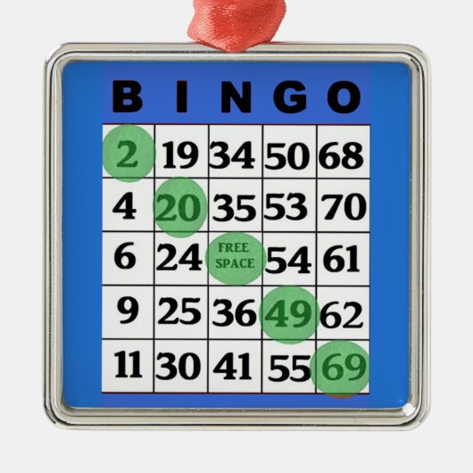 Blue BINGO Kaart | Kerstmis van BINGO Lover Metalen Ornament (Voorkant)