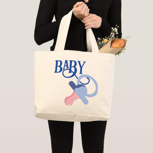 BLUE BINKY, BABY SHOWER GROTE TOTE BAG (Voorkant (product))