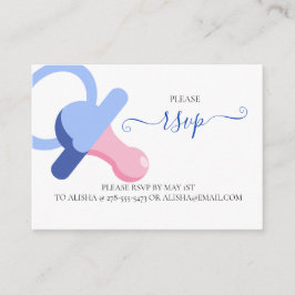 BLUE BINKY, BABY SHOWER RSVP Behuizing Kaart