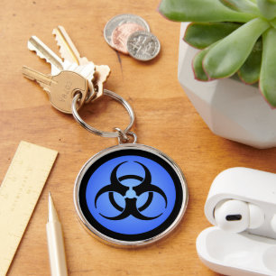 Blue Biohazard Symbol Sleutelhanger