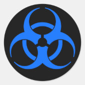 Blue Biohazard Symbol Sticker (Voorkant)