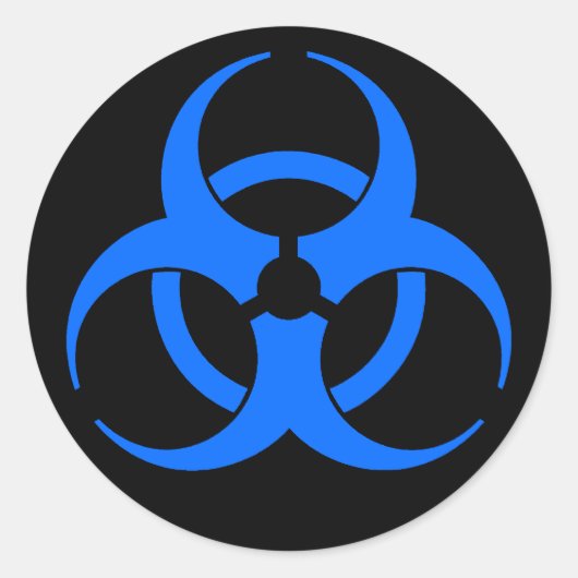 Blue Biohazard Symbol Sticker (Voorkant)