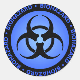 Blue Biohazard Symbol Sticker