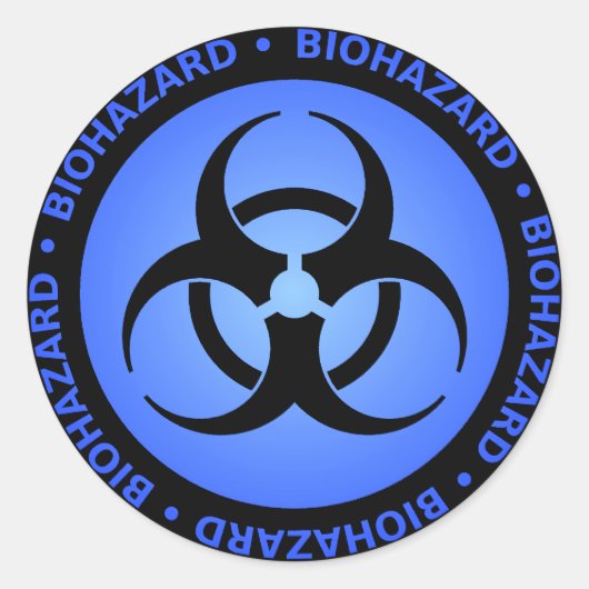 Blue Biohazard Symbol Sticker (Voorkant)