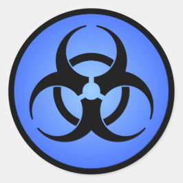 Blue Biohazard Symbol Sticker