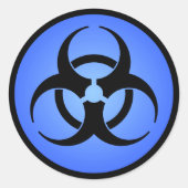 Blue Biohazard Symbol Sticker (Voorkant)