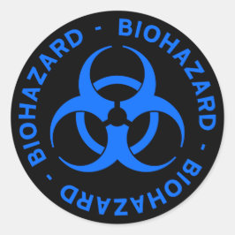 Blue Biohazard Symbol Sticker