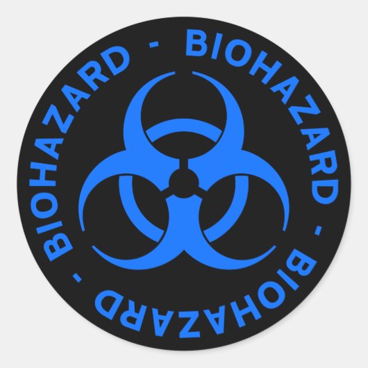 Blue Biohazard Symbol Sticker (Voorkant)