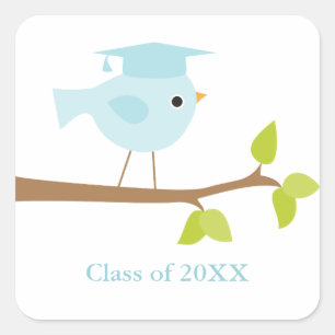 Blue Bird Afstuderen Envelope Seals Vierkante Sticker