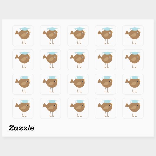 Blue Bird Afstuderen Vierkante Sticker (Vel)