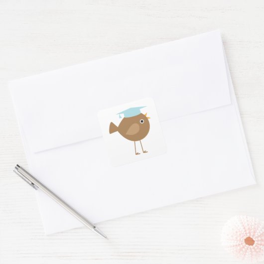 Blue Bird Afstuderen Vierkante Sticker (Envelop)