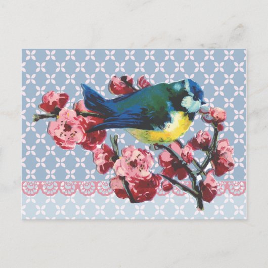Blue Bird and Cherry Blossom Briefkaart (Voorkant)