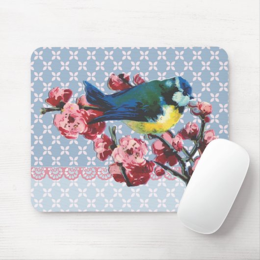 Blue Bird and Cherry Blossom Muismat (Met muis)