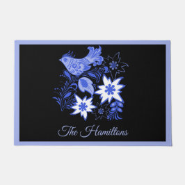 Blue Bird and Edelweiss Custom Doormat Deurmat