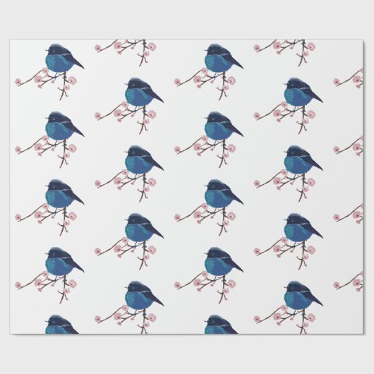 Blue Bird Art Cadeaupapier (Vlak)