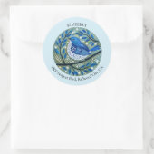 Blue Bird Art Ronde Sticker (Tas)