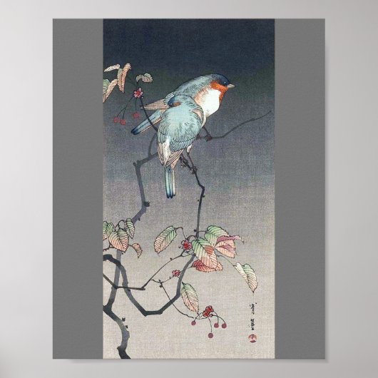 Blue Bird at Night, Watanabe Seitei Poster (Voorkant)