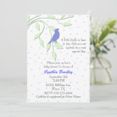 Blue Bird Baby shower Invitation Kaart (Staand voorkant)