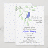 Blue Bird Baby shower Invitation Kaart (Voorkant / Achterkant)