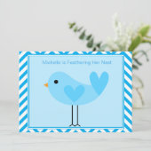 Blue Bird Baby shower Invitation Kaart (Staand voorkant)