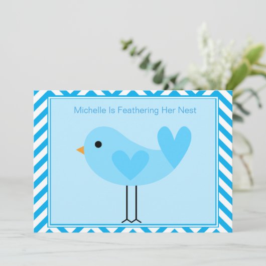 Blue Bird Baby shower Invitation Kaart (Staand voorkant)