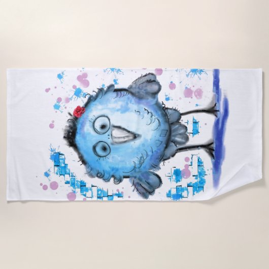 Blue Bird Beach Towel Strandlaken (Voorkant)