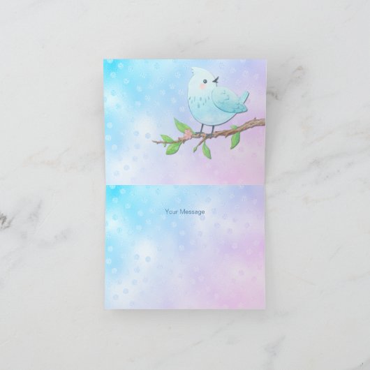 Blue Bird bedankje Bedankkaart (Binnen)