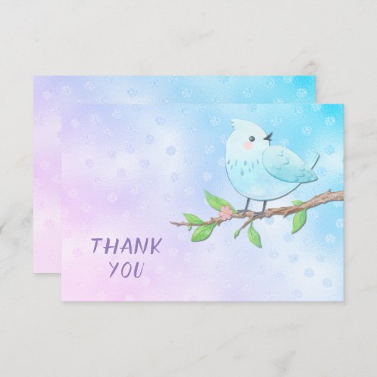 Blue Bird bedankje Bedankkaart (Voorkant / Achterkant)