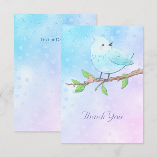 Blue Bird bedankje Bedankkaart (Voorkant / Achterkant)