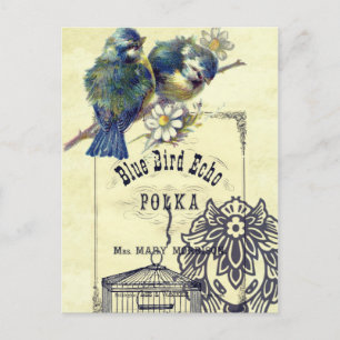 Blue Bird Birdcage Collage Briefkaart