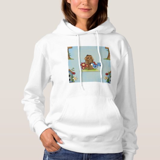 Blue Bird Birdhouse Hoodie (Voorkant)