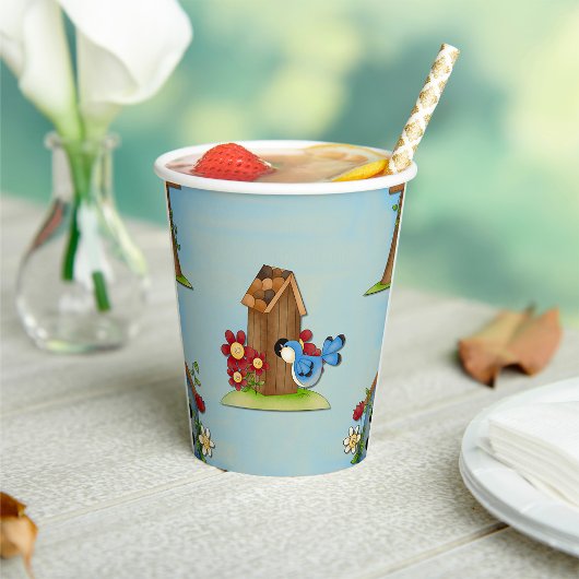 Blue Bird Birdhouse Papieren Bekers