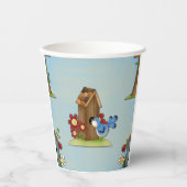 Blue Bird Birdhouse Papieren Bekers (Voorkant)