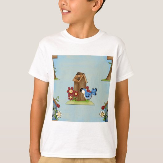 Blue Bird Birdhouse T-shirt (Voorkant)