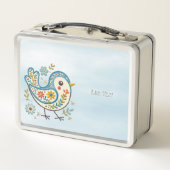 Blue Bird Bloemen Metalen Lunch Box (Achterkant)