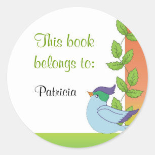 Blue Bird Bookplate Stickers