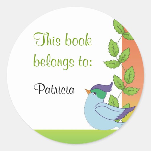 Blue Bird Bookplate Stickers (Voorkant)