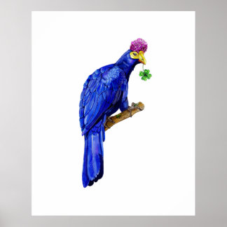 Blue Bird – Botanische Waterverf Fantasie Kunst Poster