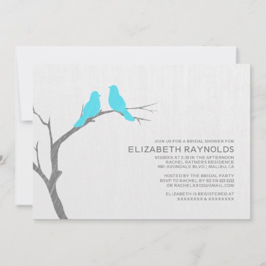 Blue Bird Bridal Shower-uitvindingen Kaart (Voorkant)