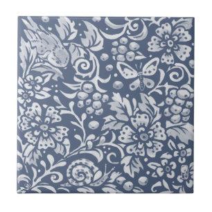 Blue Bird Butterfly Snail Berries Woodland Facs R Tegeltje