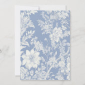 Blue Bird Chinoiserie Bloemen Bruiloftsfeest Kaart (Achterkant)