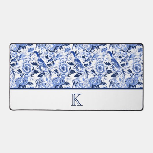 Blue Bird Chinoiserie Monogram  Bureaumat (Voorkant)