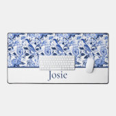Blue Bird Chinoiserie Monogram Bureaumat (Keyboard & Muis)