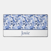 Blue Bird Chinoiserie Monogram  Bureaumat (Voorkant)