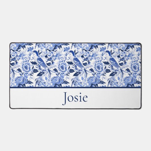 Blue Bird Chinoiserie Monogram Bureaumat (Voorkant)