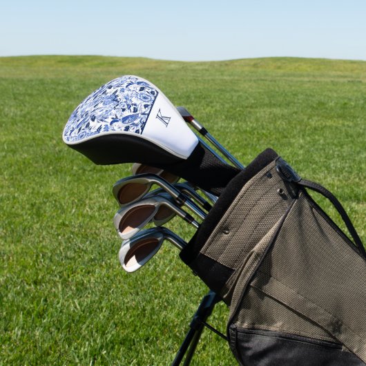 Blue Bird Chinoiserie Monogram  Golfheadcover (Insitu)
