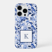 Blue Bird Chinoiserie Monogram  iPhone Hoesje (Achterkant)