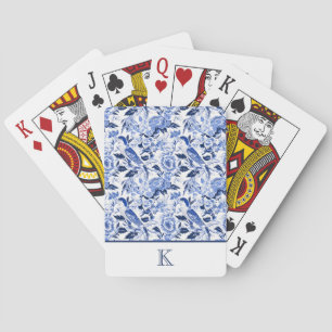 Blue Bird Chinoiserie Monogram Pokerkaarten