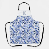 Blue Bird Chinoiserie Monogram  Schort (Voorkant)